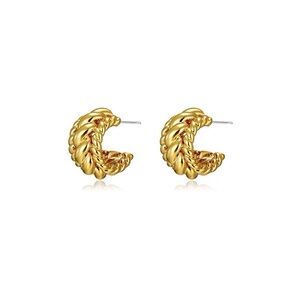 NEW - BOONEE Twist Circle Gold Plated Earrings